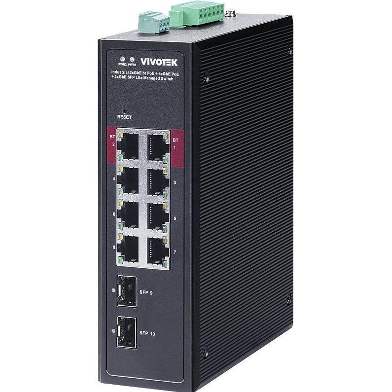 Vivotek AW-IHB-1040 Switch managed 10-Port, PoE (10 Ports), Netzwerk Switch, Schwarz