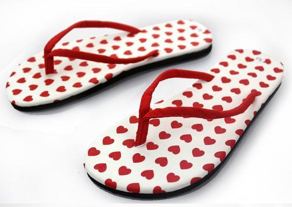 Produktbild Hermex Women Sexy Flip Flop Sandalen Sandaletten Flipflop Rot Weiss Herz/ Grösse 38 (38)
