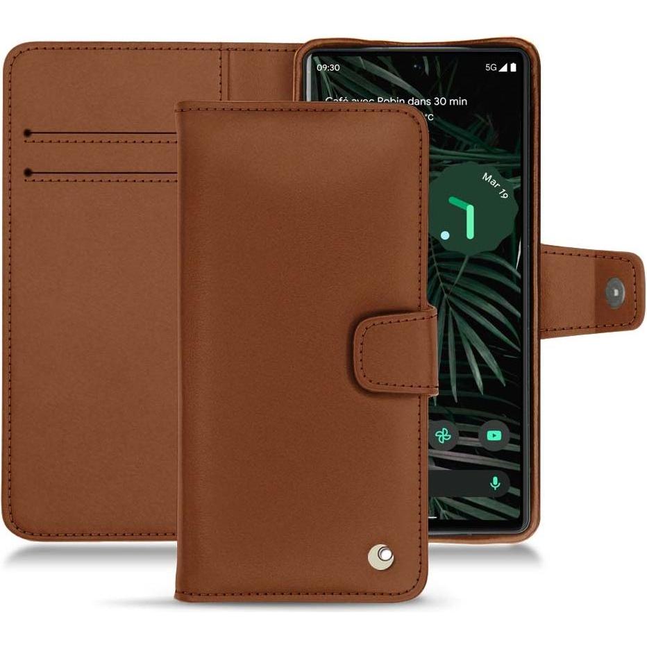 Noreve Lederschutzhülle Wallet (Google Pixel 6 Pro), Smartphone Hülle, Braun