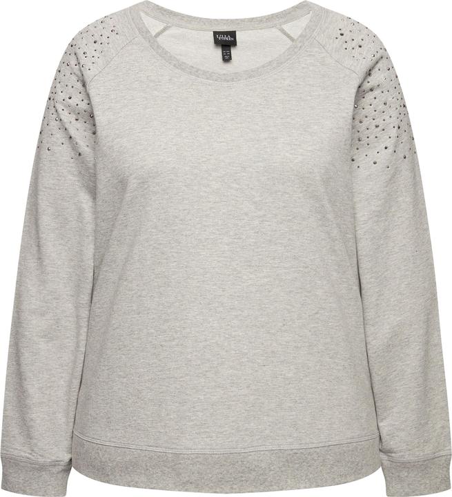 Image du produit Ulla Popken Sweat-shirt oversize, col rond et manches longues. Rivets fantaisie. (58)