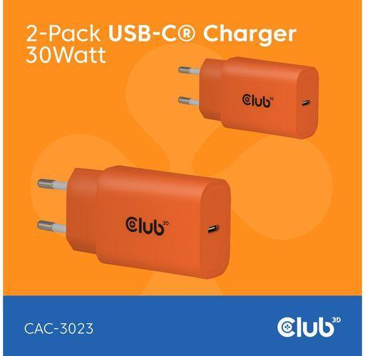 Image du produit Club 3D Club3D Lifestyle Ladegerät USB-C 30Watt, 2Stk orange retail (30 W)