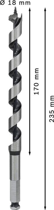 Produktbild Bosch Professional Zubehör PRO Wood Holzschlangenbohrer, 18 x 170 x 235 mm (11.1 mm)