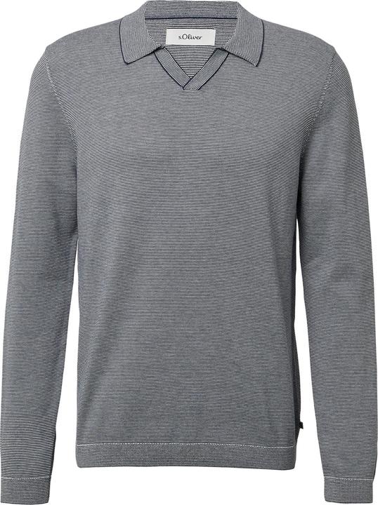 Produktbild s.Oliver Strickpullover Gestrickter Streifenpullover mit Polokragen und Rippbündchen (M)
