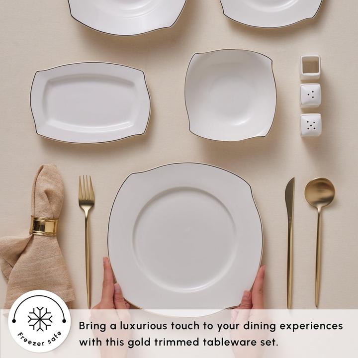 Actual product image Karaca Wave 53-Piece Bone Porcelain Tableware Set (53 pcs.)