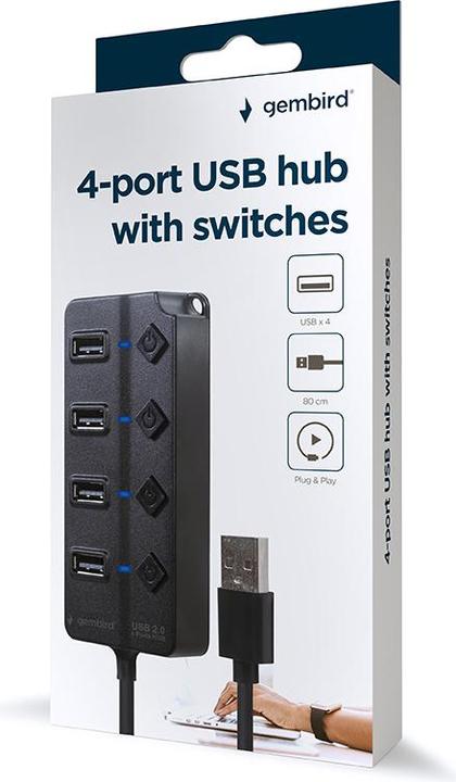 Produktbild Gembird USB 2.0 powered 4-port hub (USB-A, 4 Ports)