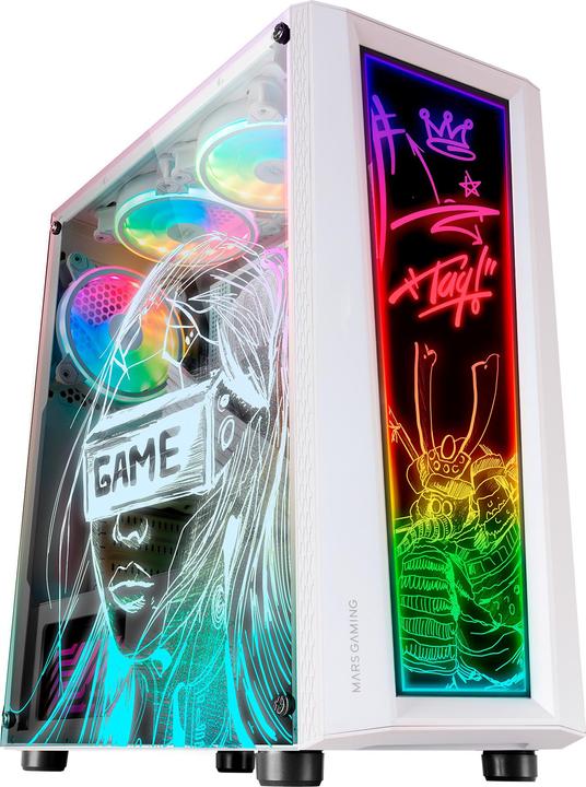 Image du produit Mars Gaming Boitier Moyen Tour ATX MC-ART RGB avec panneaux vitrés (Blanc) (mATX, Mini-ITX, ATX)