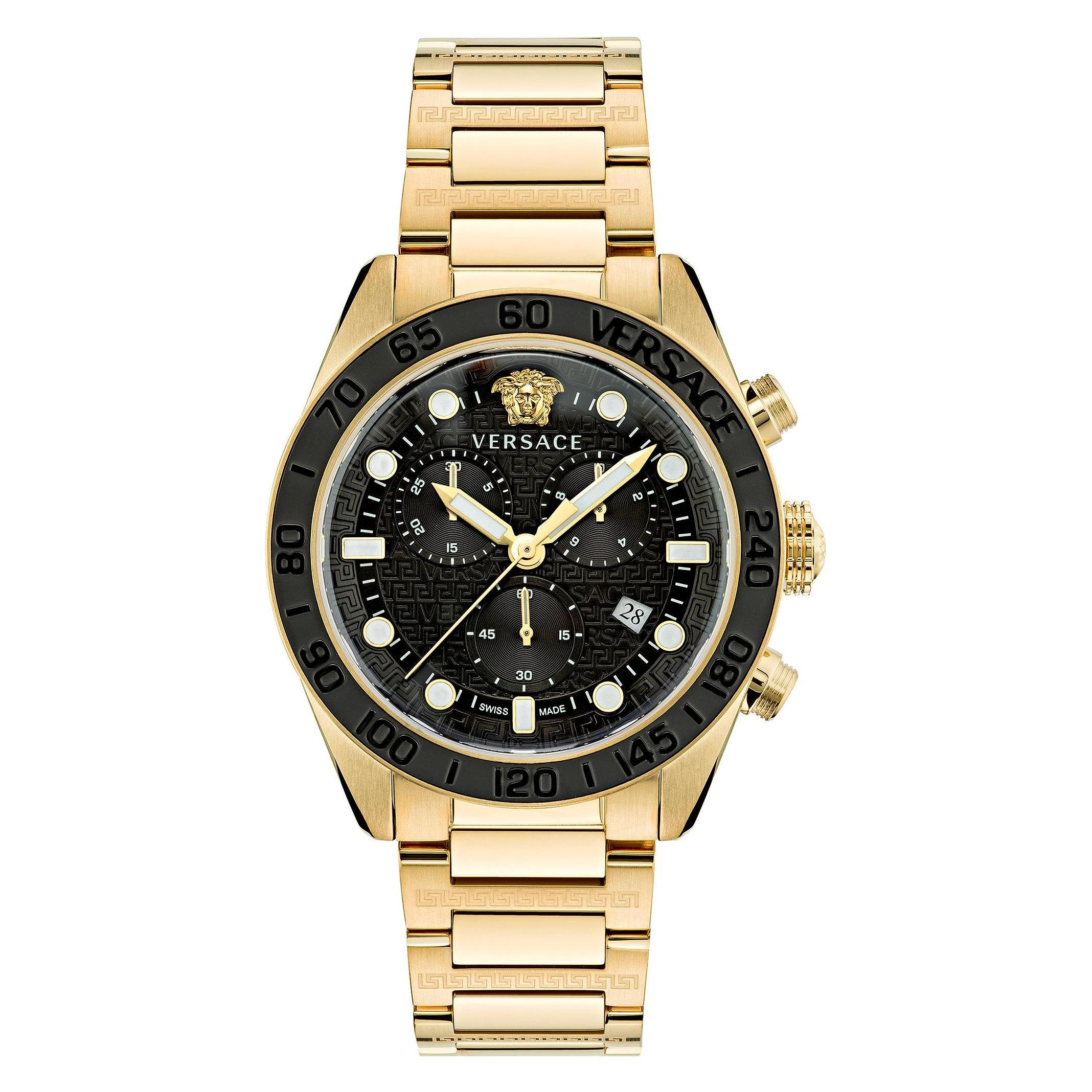 Versace, Armbanduhr, Greca Dome Chrono, Gold, (Analoguhr, 43 mm)