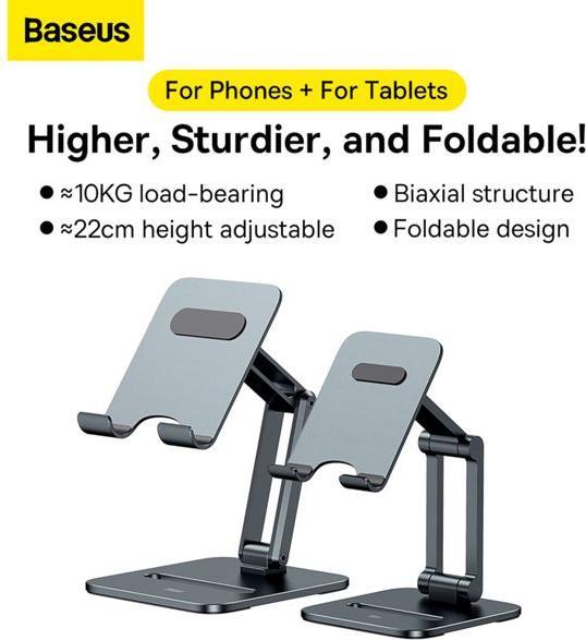 Actual product image Baseus Desktop Biaxial Foldable Metal Stand (for Phones) Grey