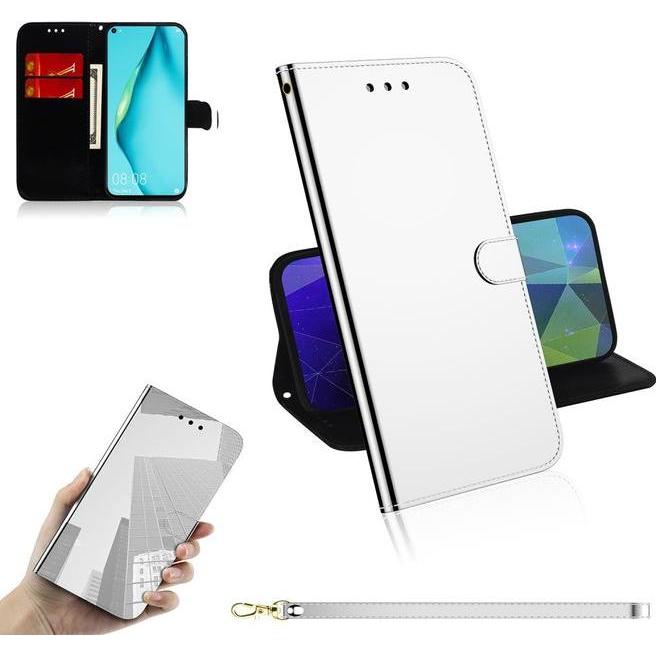 Thumbnail - MU Style Mirror Surface Bookcover Series (Huawei P40 Lite), Smartphone Hülle, Silber