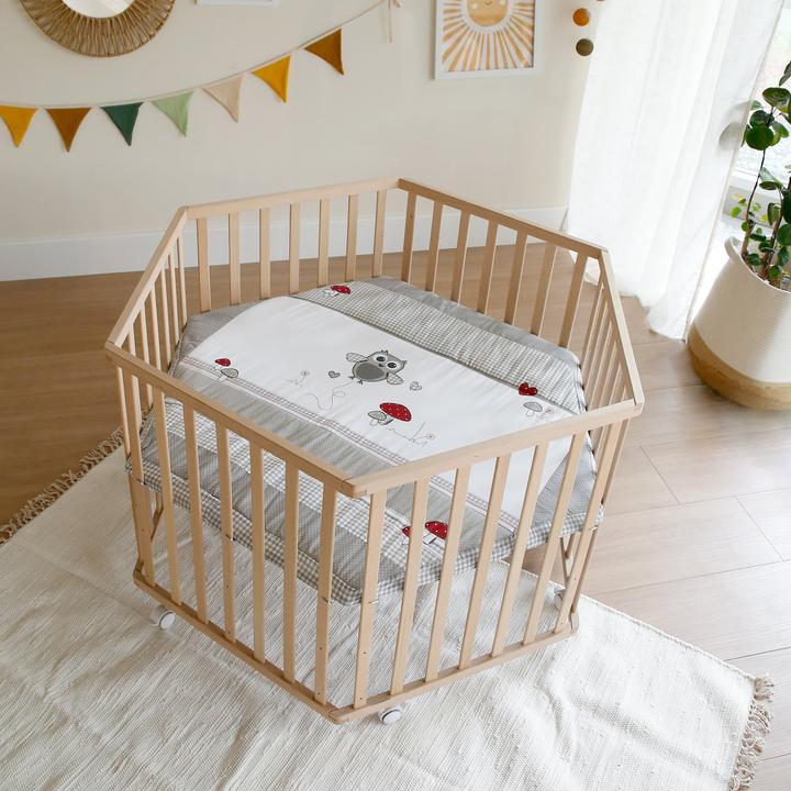 Actual product image Roba Laufgitter Adam und Eule Mehrfarbig (121 cm, 121 cm, Beech, Mixed wood)