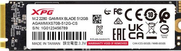 Immagine prodotto Adata XPG Gammix S70 Blade (512 GB, M.2 2280)