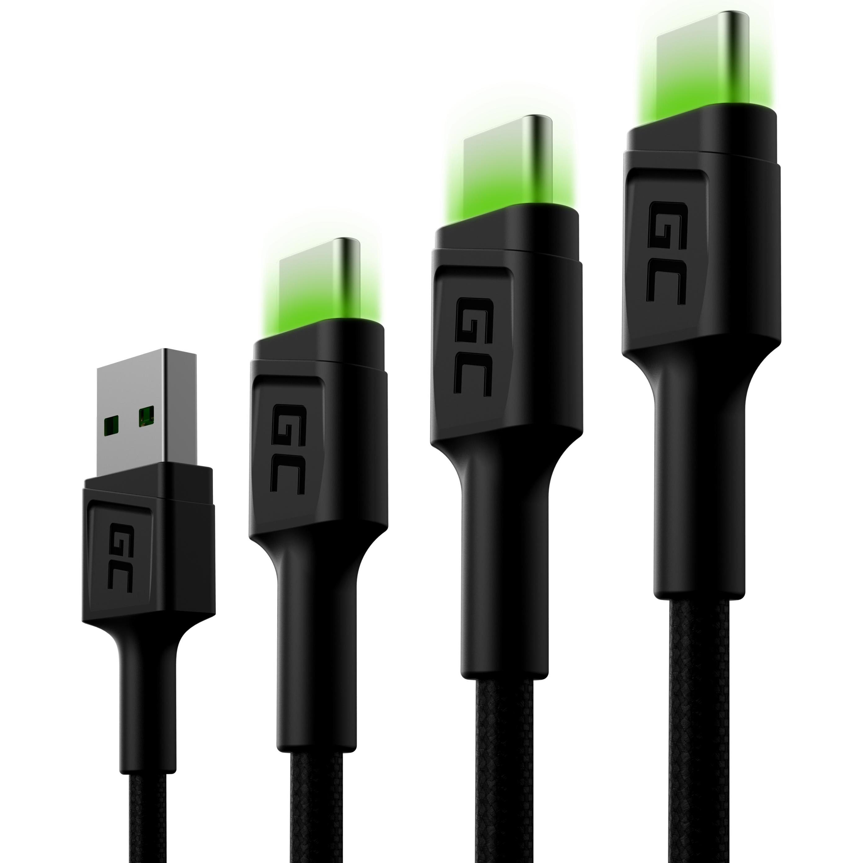 GreenCell Set 3x GC Ray USB-C-Kabel 30 cm (2 m, USB 3.2 Gen 1), USB Kabel