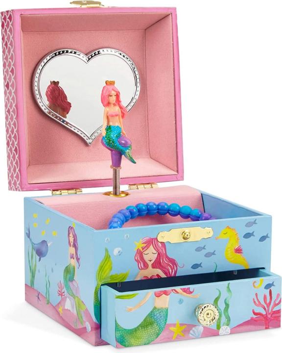 Produktbild Only-Bags.Store Meerjungfrauen-Spieluhr-Schmuckkästchen, Unterwasser-Design mit ausziehbarem Fach