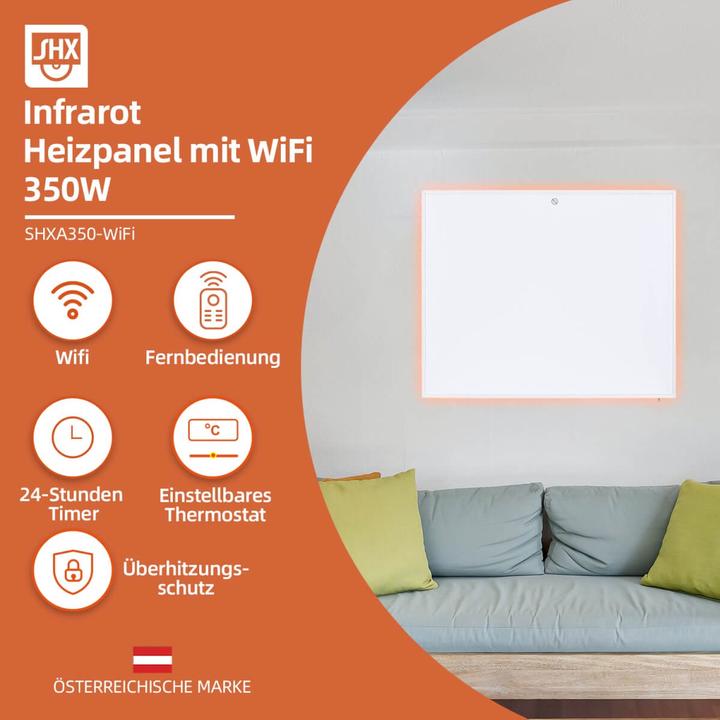Image du produit SHE SHX SHXA350-WiFi Chauffage infrarouge avec WiFi 350 watts, blanc