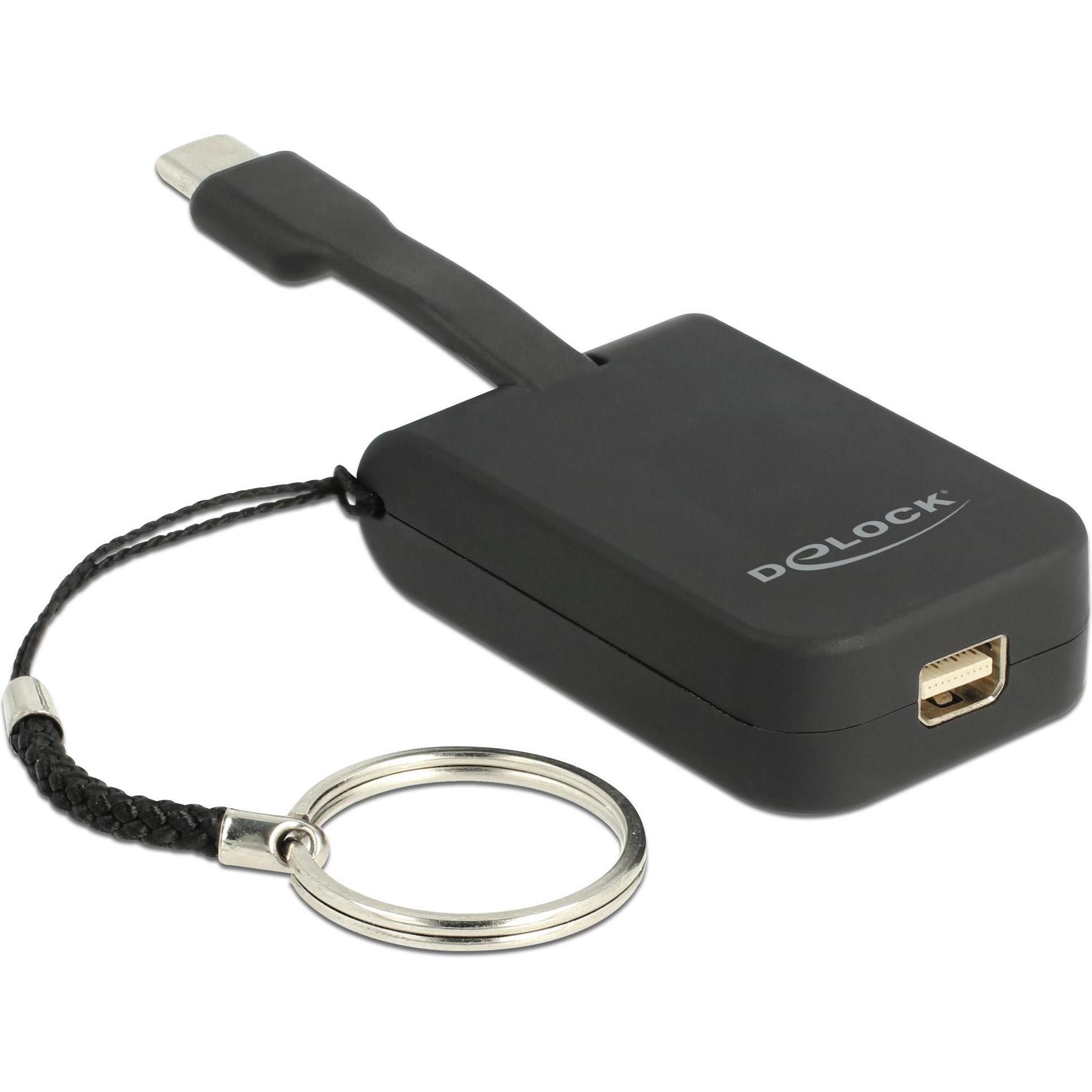 Delock Monitoradapter USB-C zu mini DP, DP Alt (Mini DP, 8 cm), Data + Video Adapter, Schwarz