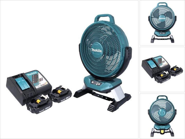 Actual product image Makita DCF 301 RA Battery fan 18 V 33 cm + 2x battery 2.0 Ah + charger