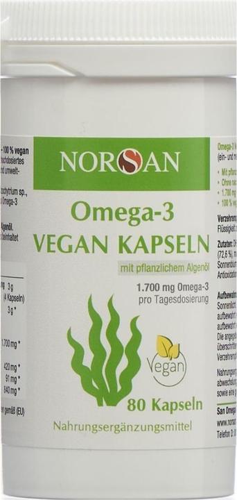 Actual product image Norsan Omega-3 Vegan Capsules (80 pcs., Capsules, 82.60 g)