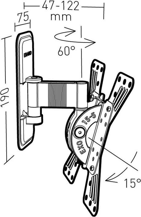Actual product image Erard EXO 200 TW1 (Wall, 15 kg, 15" - 37")