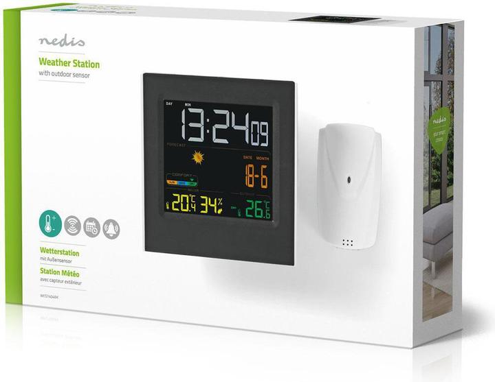 Immagine prodotto Nedis Stazione meteorologica Orologio a colori Disp. Sveglia Hygrom 1Sensore esterno bw-ws WEST404BK