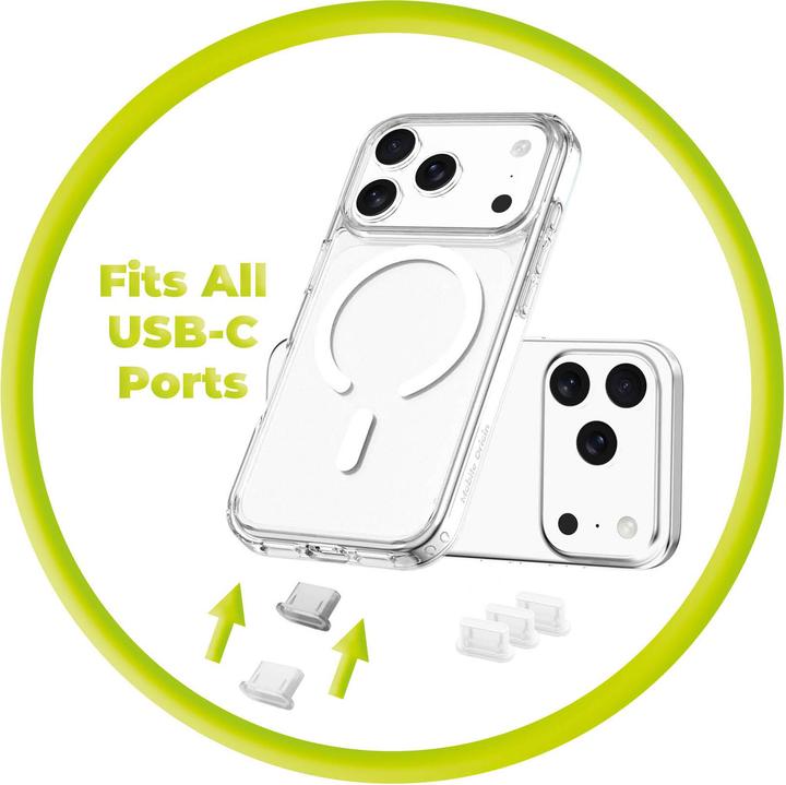 Immagine prodotto Mobile Origin USB-C Dust Plug & Cleaning Brush CL1 Black/Clear for iPhone/Android