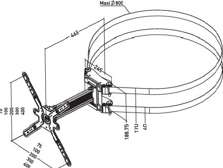 Image du produit Erard Support de colonne -55", métal/aluminium, noir (55")
