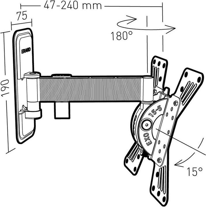 Actual product image Erard EXO 200 TW2 (Wall, 15 kg, 15" - 37")