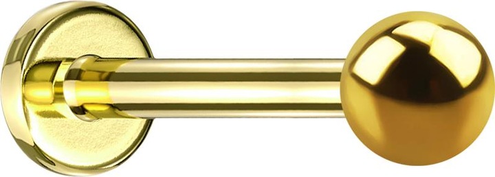 Produktbild Star Piercing Labret vergoldet mit Kugel (Chirurgenstahl 316L, ohne Messing)