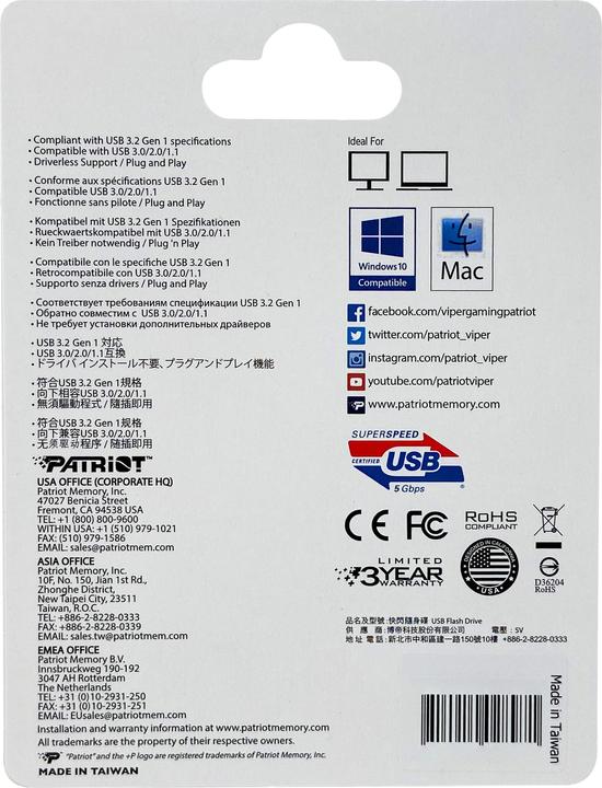 Nährwerte und Zutaten Patriot Supersonic Rage Lite (1000 GB, USB-A)