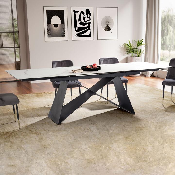 Actual product image FineBuy Dining table Dining room table 180 - 260 cm extendable ceramic Ceramic table