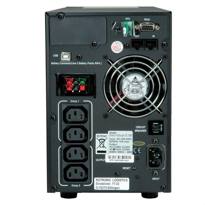 Produktbild Roline ProSecure III 1000 (1000 VA, 900 W, Online-Doppelwandler USV)