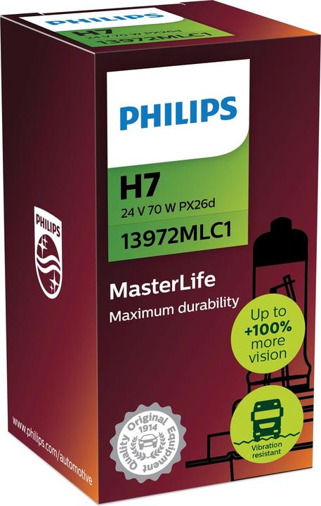Image du produit Philips Ampoule halogène H7 24V/70W MasterLife (H7)