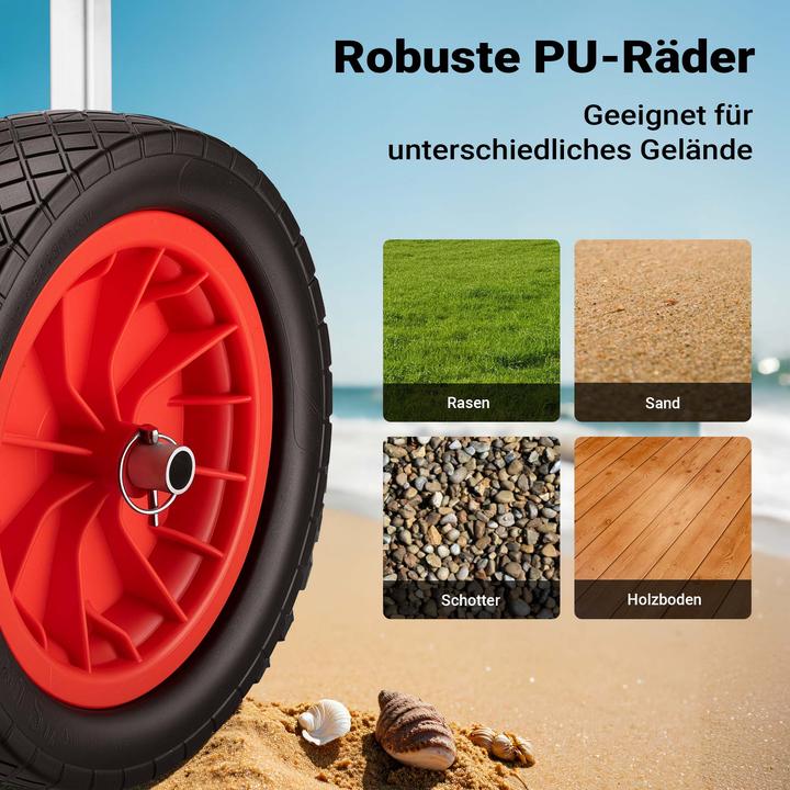 Produktbild Wiltec Alu Transportwagen 90kg grosses PU-Rad Ø31cm Kajakwagen Kanu Kanuwagen Kajak