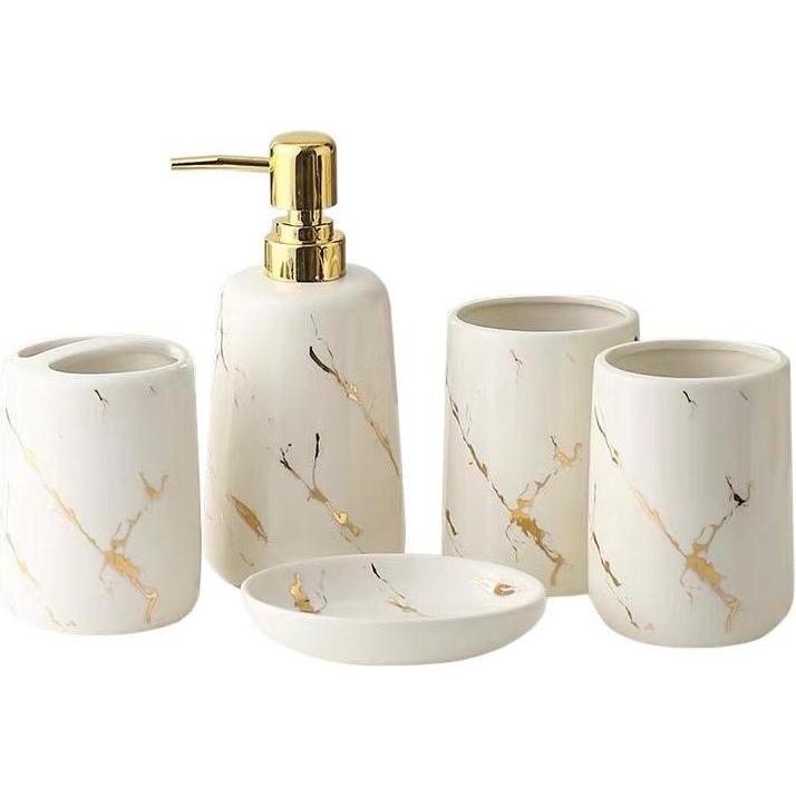 Thumbnail - JTI, Seifenspender + Seifenschale, Badezimmerset in 5 Teilen - Weiss