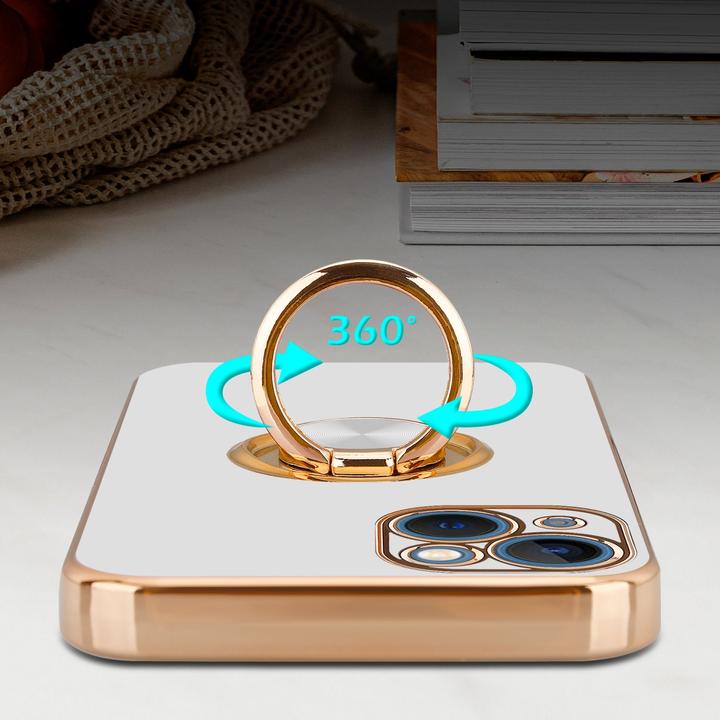 Actual product image Cadorabo Case for Apple iPhone 13 MINI in TPU with camera protection and ring LM089 Style (Apple iPhone 13 mini)