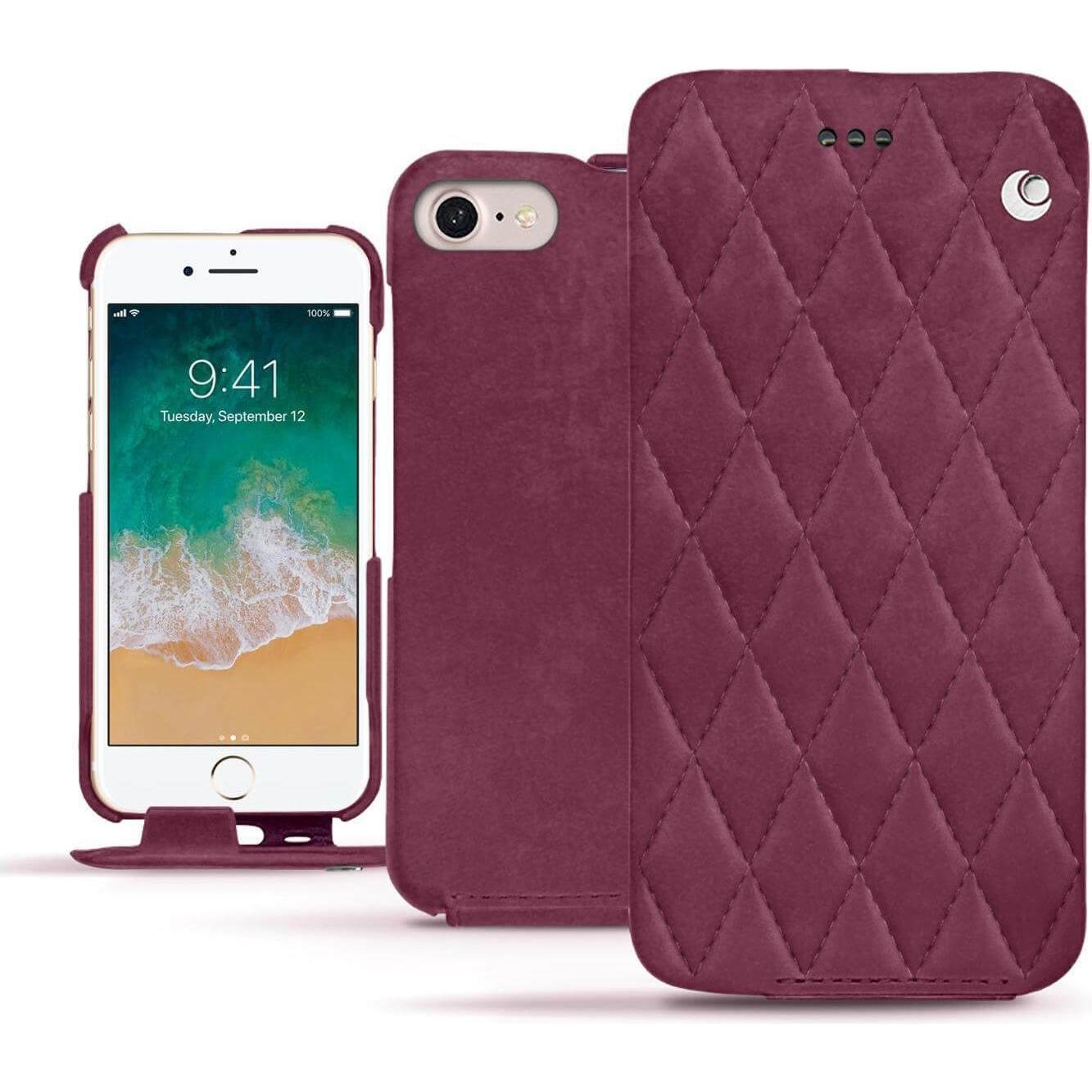 Noreve Lederschutzhülle vertikal (Apple iPhone 7), Smartphone Hülle, Violett