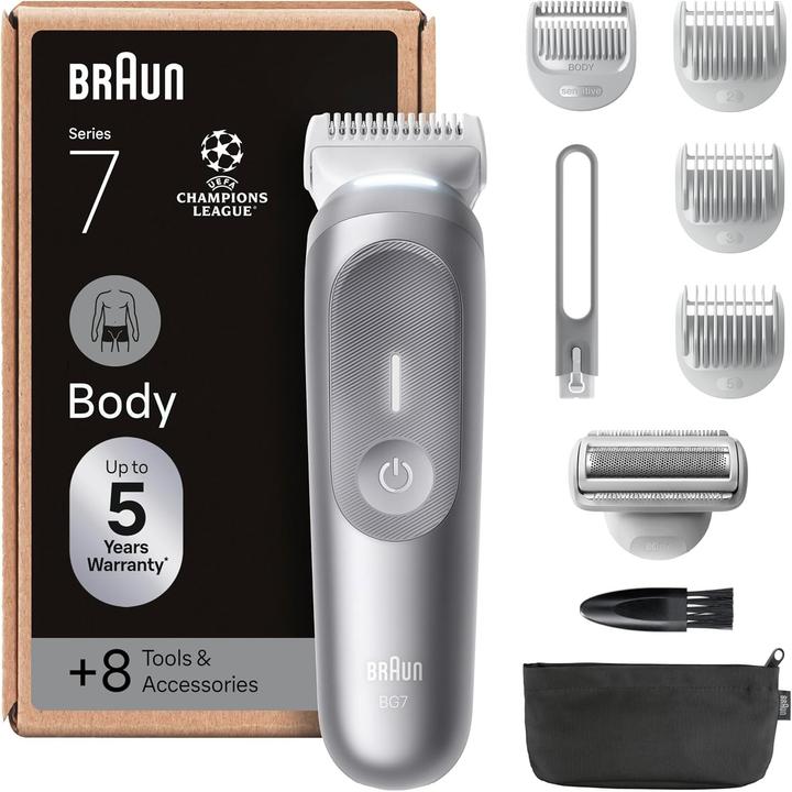 Actual product image Braun Bodygroomer Series 7 BG7555 8 Accessories Trimming Shaving Waterproof Grey