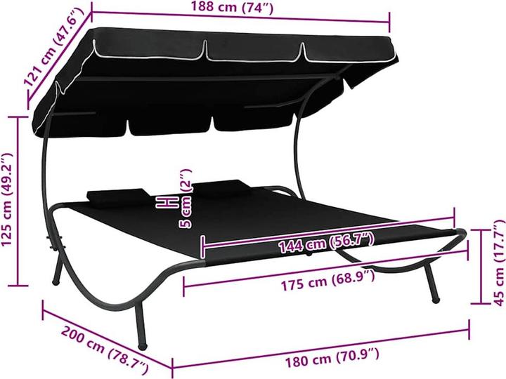 Produktbild vidaXL Sonnenliege (200 cm)