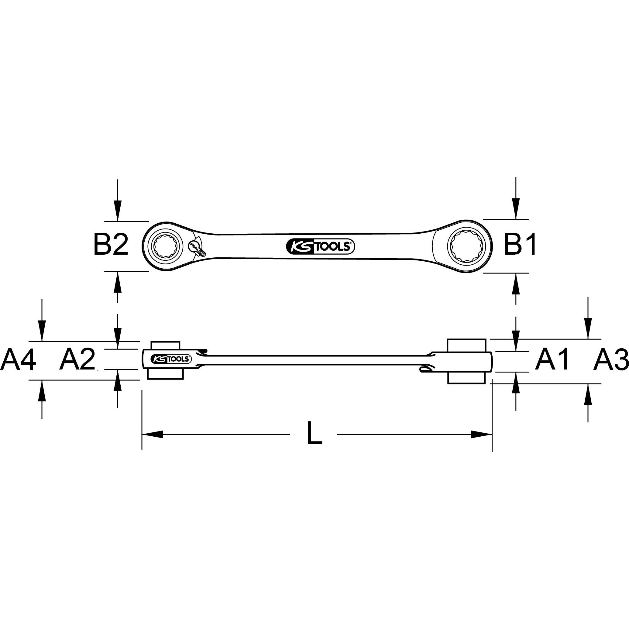 KS Tools, Schraubenschlüssel, 503.4586 (2.3/4", 2.5/8", 2.9/16", 2.1/2", 2.7/8")