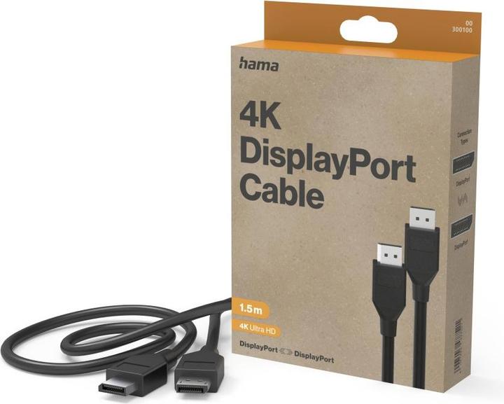 Produktbild Hama DisplayPort-Kabel, DP 1.2, Ultra-HD 4K, 1,50 m (1.50 m, DisplayPort, 1.2)