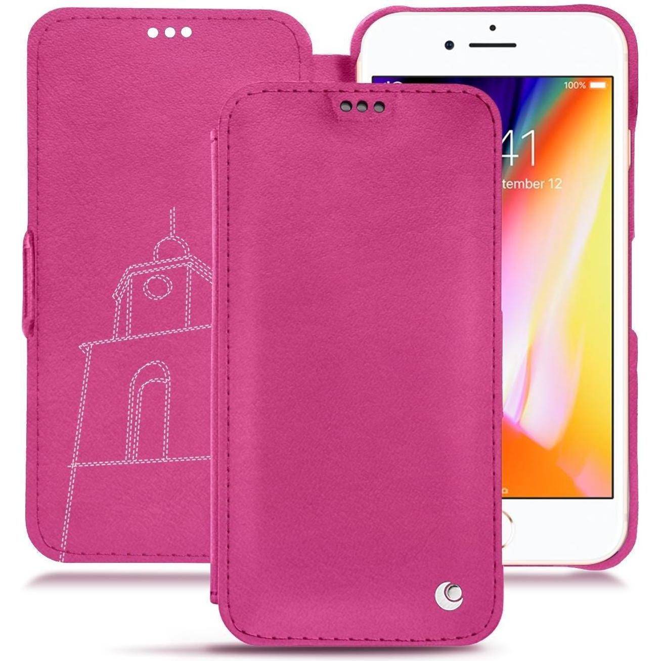 Noreve Lederschutzhülle horizontal (Apple iPhone 8), Smartphone Hülle, Rosa