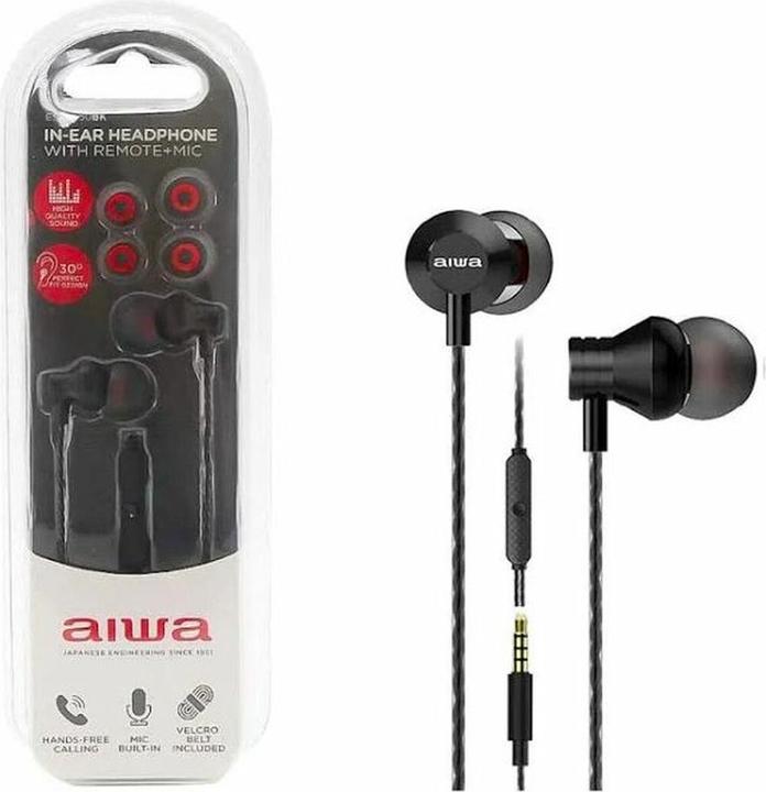 Produktbild Aiwa HEADPHONES MICRO ESTM-50BK BLACK in-ear/JACK 3.5 MM PLATE.GOLD/CABLE 120CM/MICRO ESTM-50BK (Kabelgebunden)