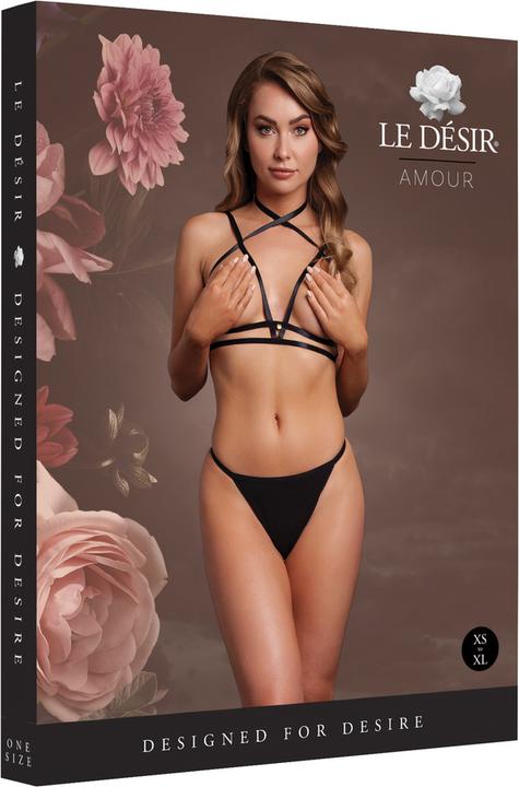 Actual product image Le Désir Open Cup Triangle Bra with Neck Strap and Adjustable Sliders - One Size - Black (One size)
