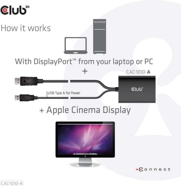 Immagine prodotto Club 3D Da DisplayPort a DVI-D Dual Link HDCP OFF (DVI, 0.82 cm)
