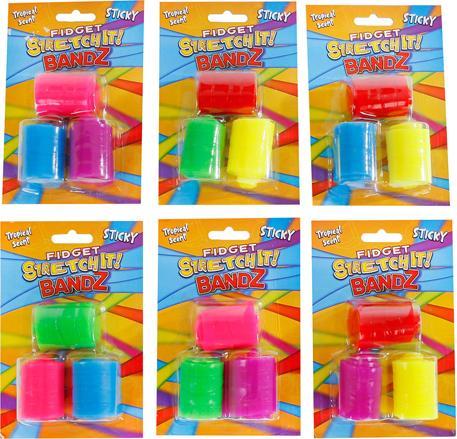 Actual product image Fidget Sticky Stretch-it Bandz, 3 pieces.