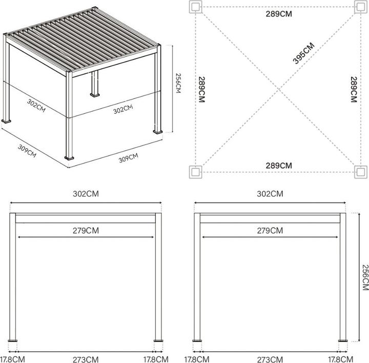 Produktbild Weide Pergola Classic 3x3.6m mit Lamellendach Sand (300 cm, 360 cm)