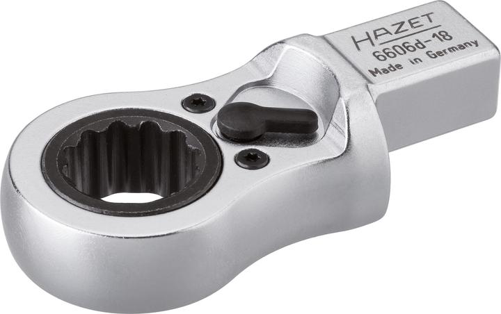 Produktbild HAZET Einsteck-Ratschen-Ringschlüssel 6606D-18 ∙ Einsteck-Vierkant 14 x 18 mm ∙ Aussen Doppel-Sechsk… (1/4")