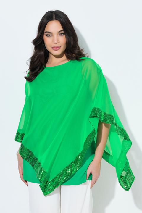 Produktbild Ulla Popken Bluse, Chiffon-Überwurf, U-Boot-Ausschnitt, 3/4-Arm (50, 52)