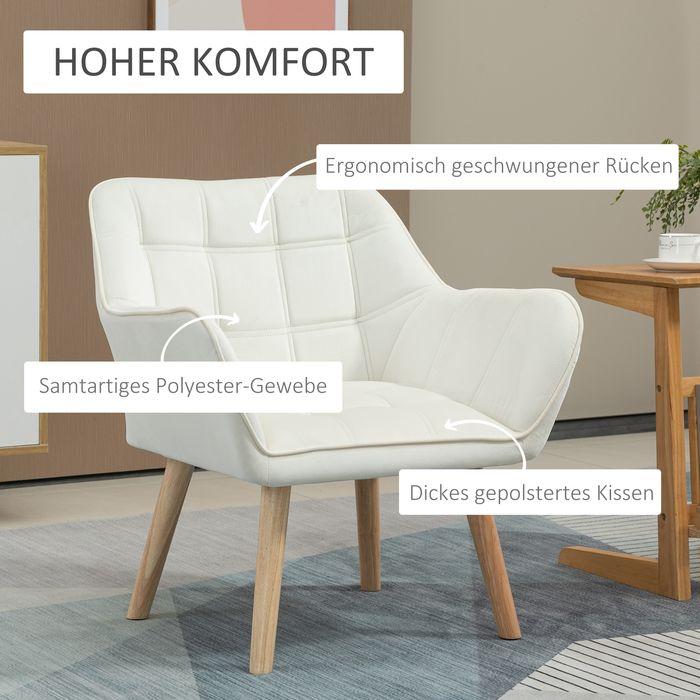 Image du produit Swisshandel24 Fauteuil individuel Fauteuil relax avec aspect velours, pieds surélevés scandinave Fauteuil