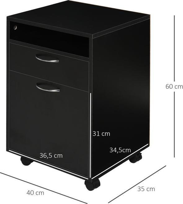 Actual product image Swisshandel24 Roll container Drawer container Container, 1 compartment, 1 shelf, 1 drawer, 40cmx3cmx60cm, black (40 x 35 x 60 cm)