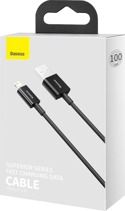 Actual product image Baseus Superior Series Cable USB to iP 2.4A 1m (black) (1 m, USB 2.0)